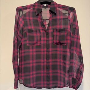 Express Plaid Shirt in Black and Magenta